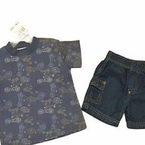 Bikes Trikes Top Denim Shirt Shorts Set 3T 2T